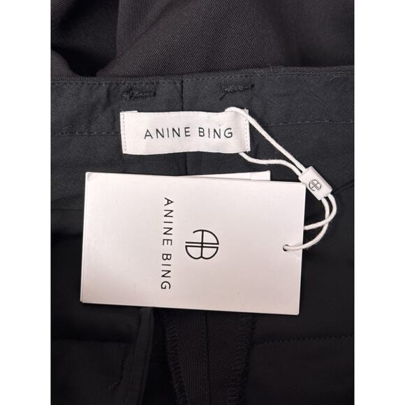 New Anine Bing Classic Pants 32 / US 2 Womens Black Wool Slim Straight Trouser - Picture 6 of 8